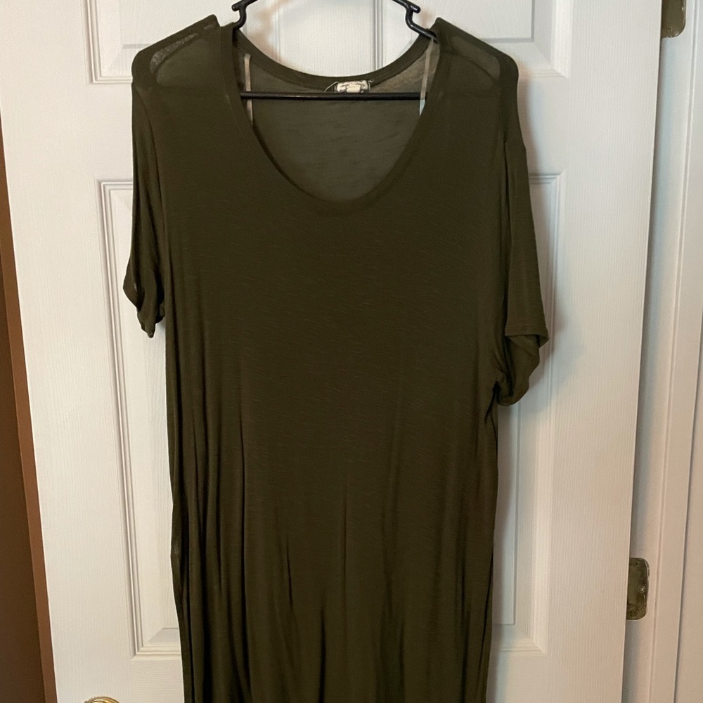 Olive Green High Slit Dress